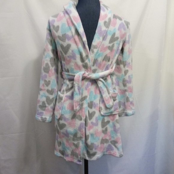 Lightening Bug Other - Kids fleece heart bath robe size  L (10-12) Essential Sleepwear
